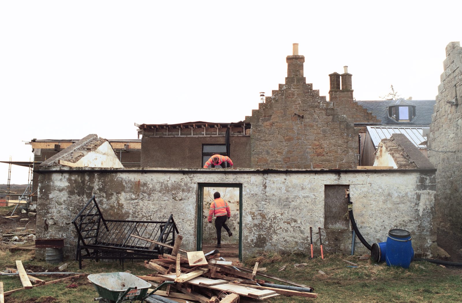 Old stone walls of the building before renovation